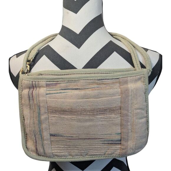 Carpetbags of America Vintage Woven Messenger Bag Crossbody Floral Patch Striped - Picture 4 of 4